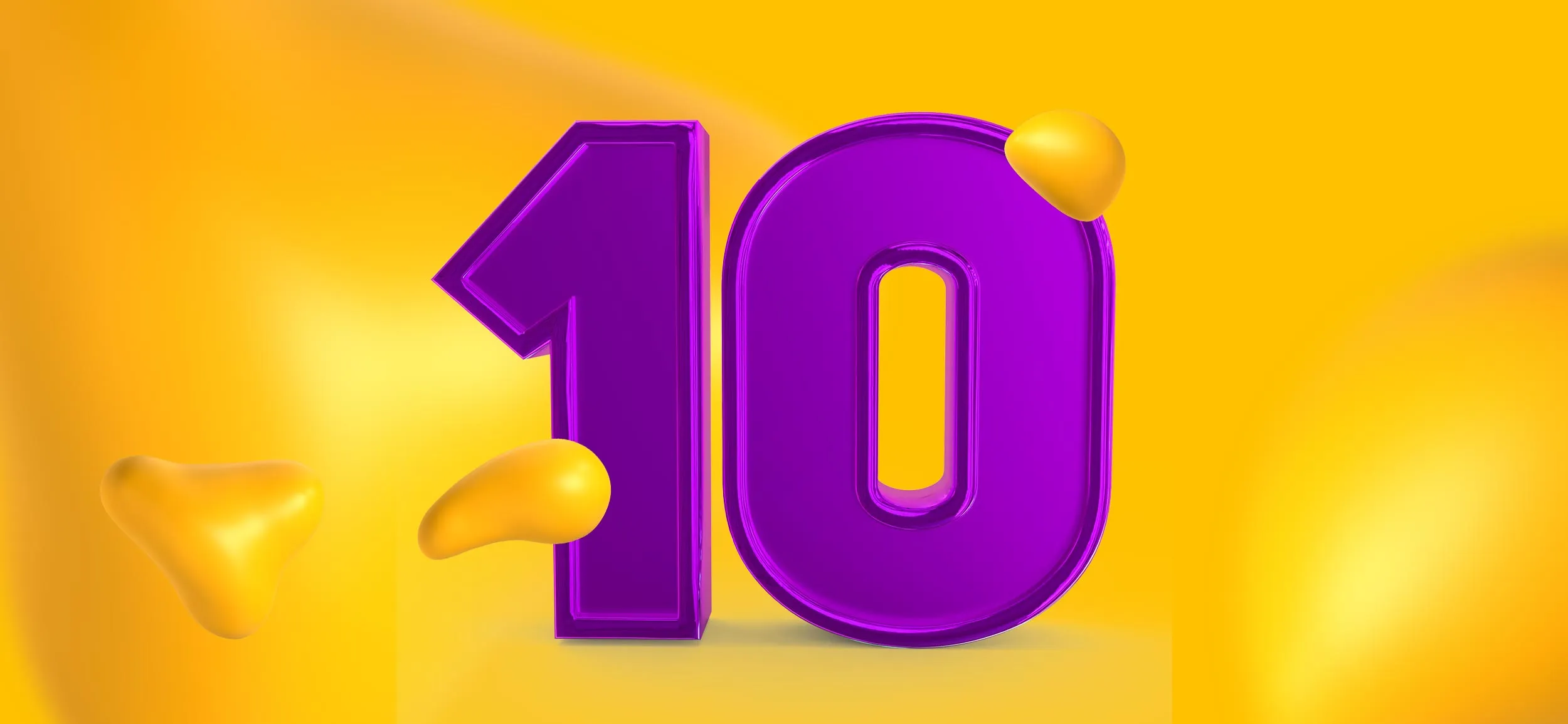 A big purple number 10, for 10 benefits of on-demand creative services.