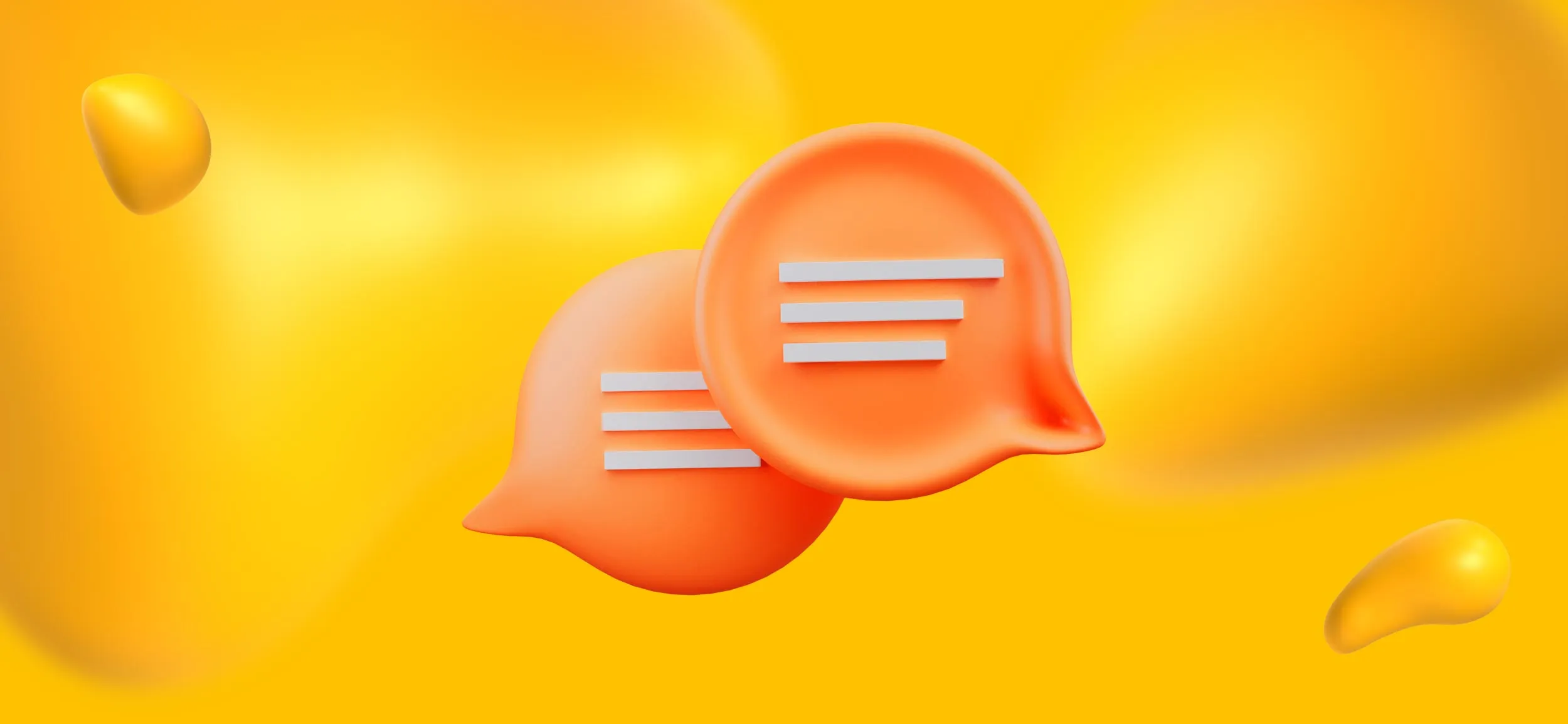 Two orange caption bubbles.