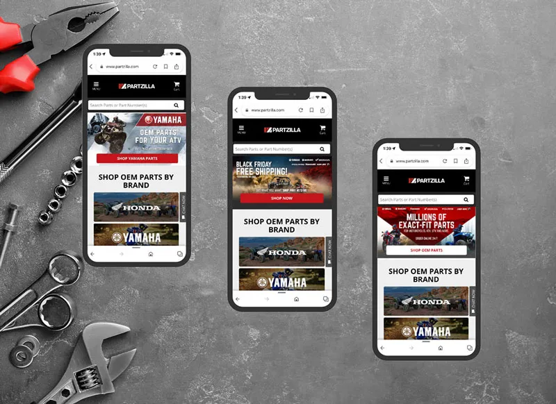Web banner design created for Partzilla's eCommerce website.