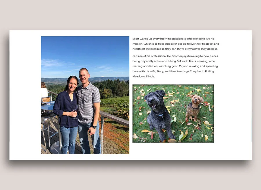 Web design created for Scott Klasen, a fitness and wellness brand.