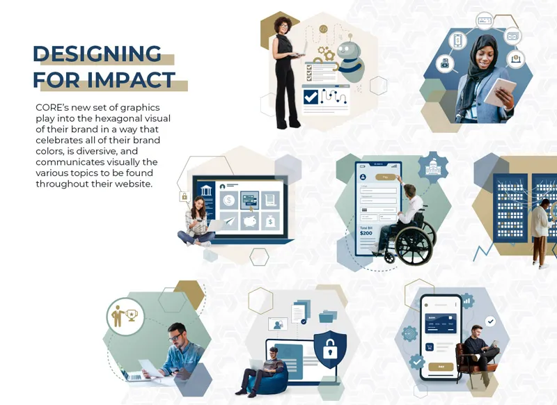 Custom illustrations created for CORE, a Designity client.