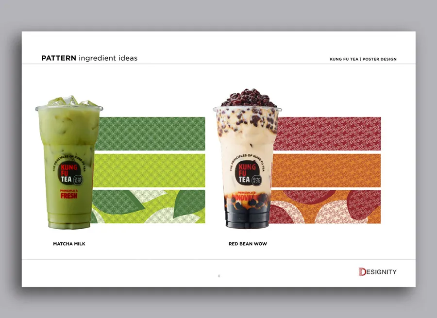 Slide from a presentation design created for Kung Fu Tea.
