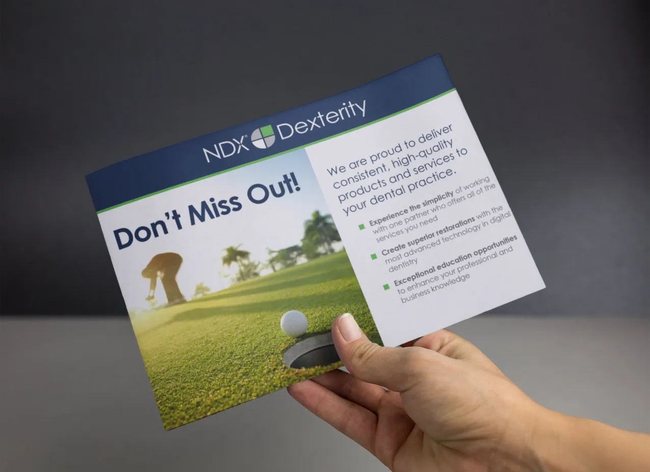 Mailer design for National Dentext Labs, a Designity client.