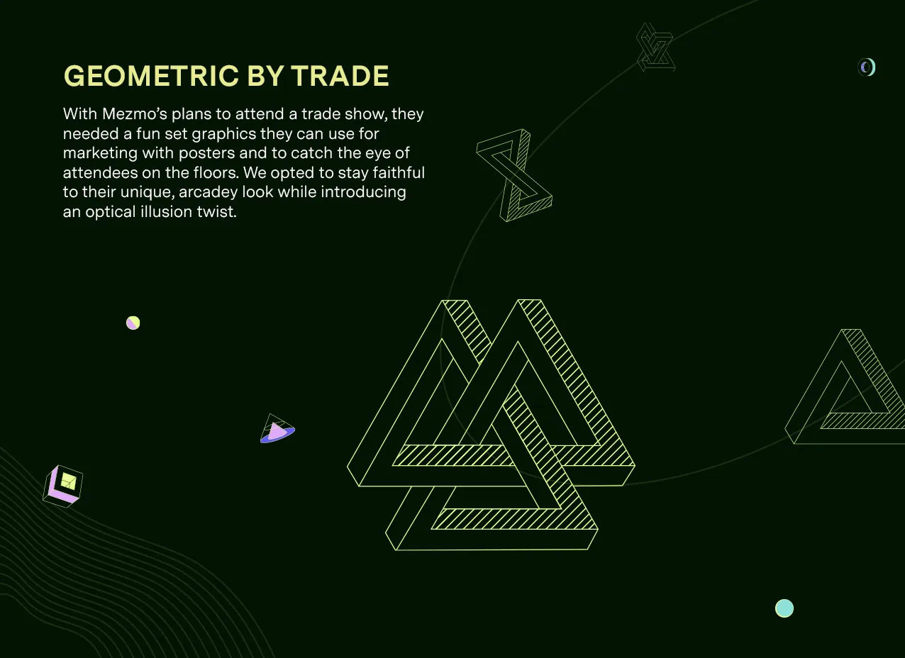 Geometric graphic design and custom illustrations for Mezmo.