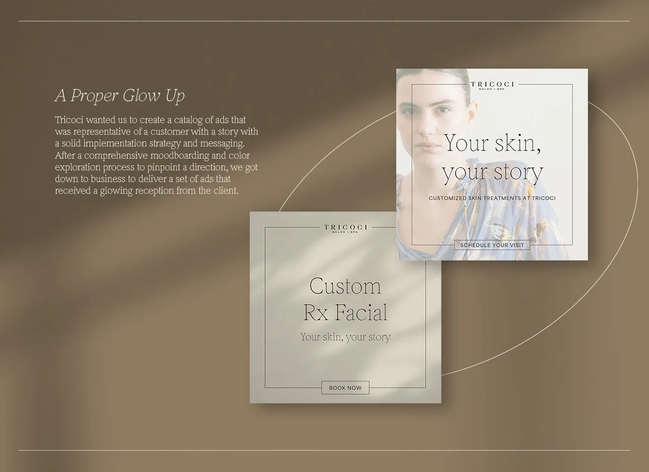 Tricoci Social Media & Digital Ads by Designity with overview of the ad project.