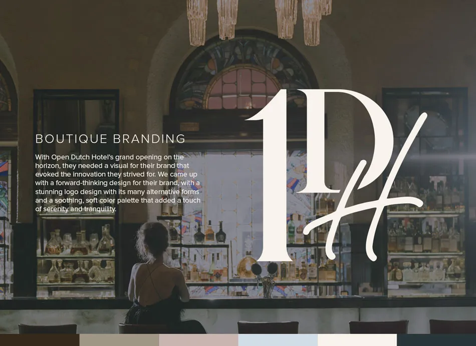 One Dutch Hotel Logo & Branding by Designity with an overview of the branding. 