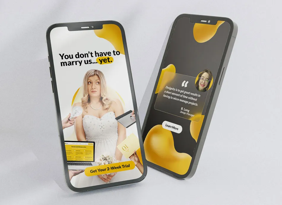 Mobile phone mockup of Designity's new rebranding.