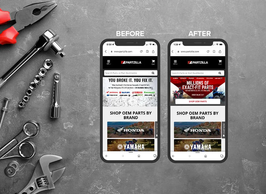 Web banner design created for Partzilla's eCommerce website.
