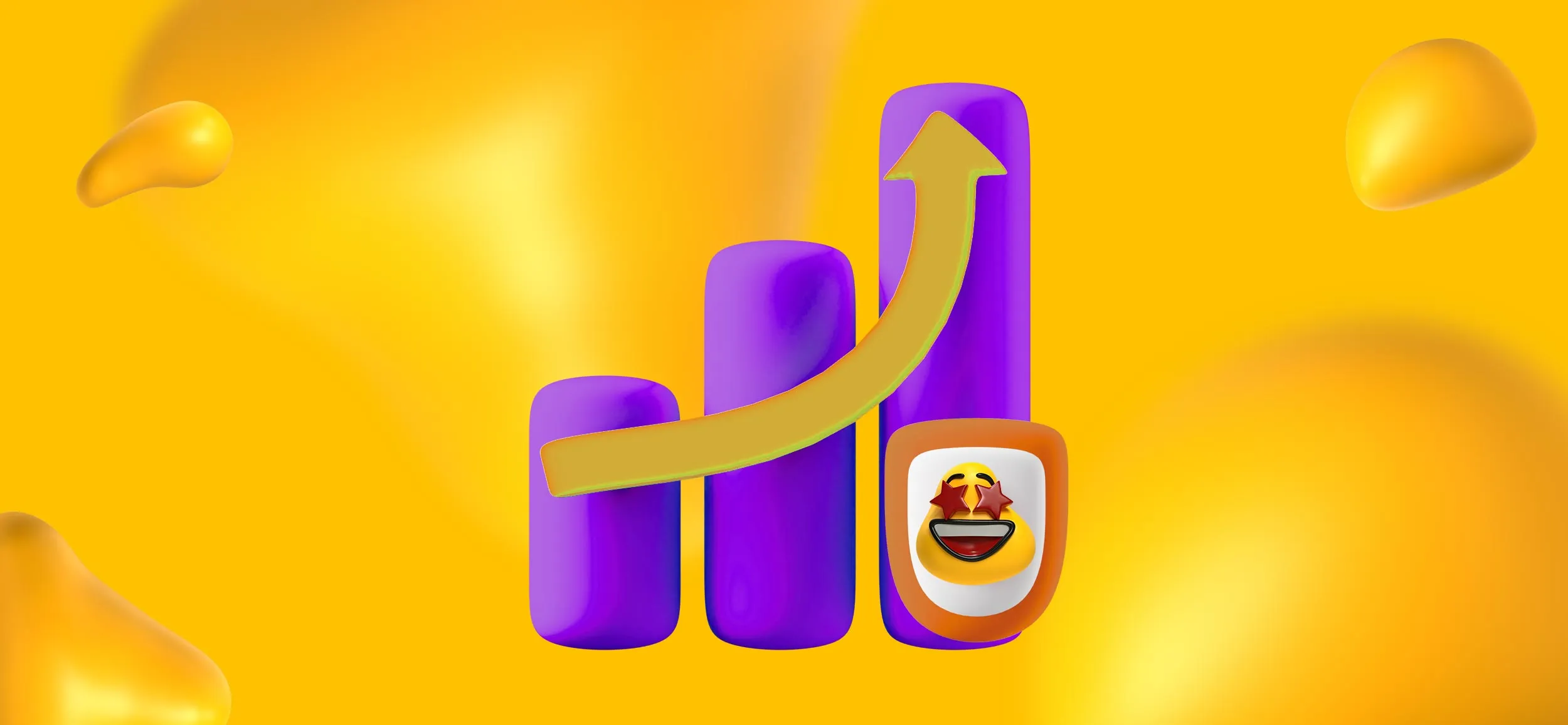 A bar graph trending upwards, with a happy Designity blob at the end. Pro label design increases your product's appeal!