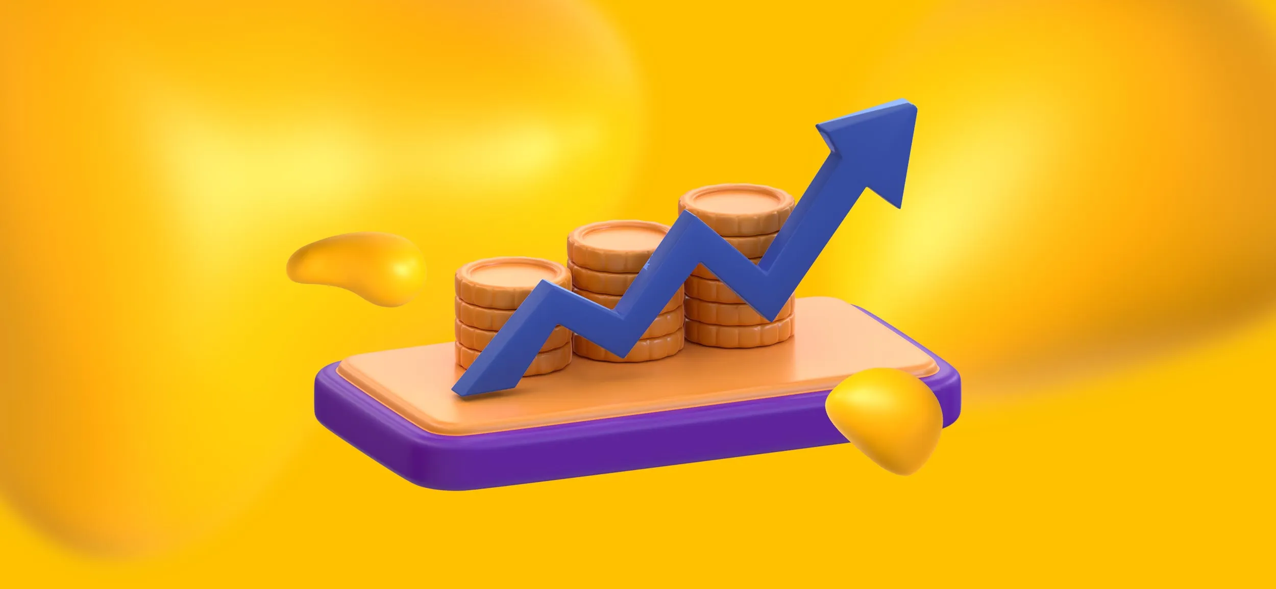 Three stacks of coins and an arrow trending upwards, for the benefits of optimizing for local SEO.