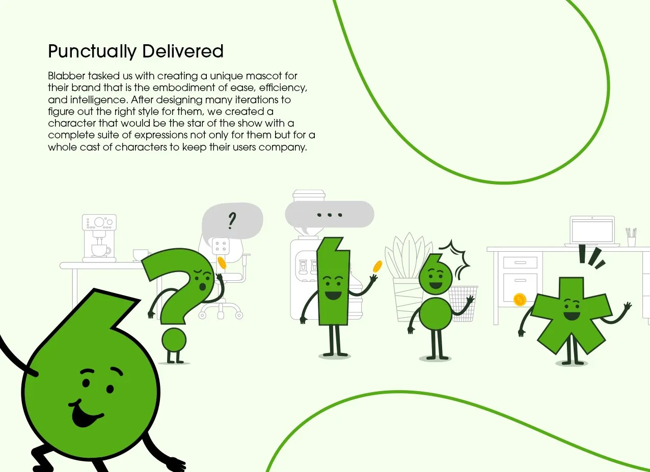 Blabber Logo & Branding by Designity and overview of mascot design process.