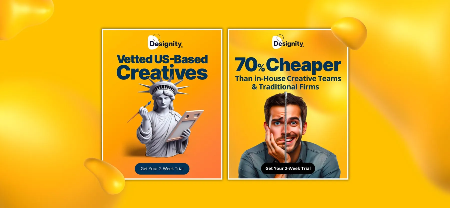 Social media ads created for Designity, a sample of Arash's work.