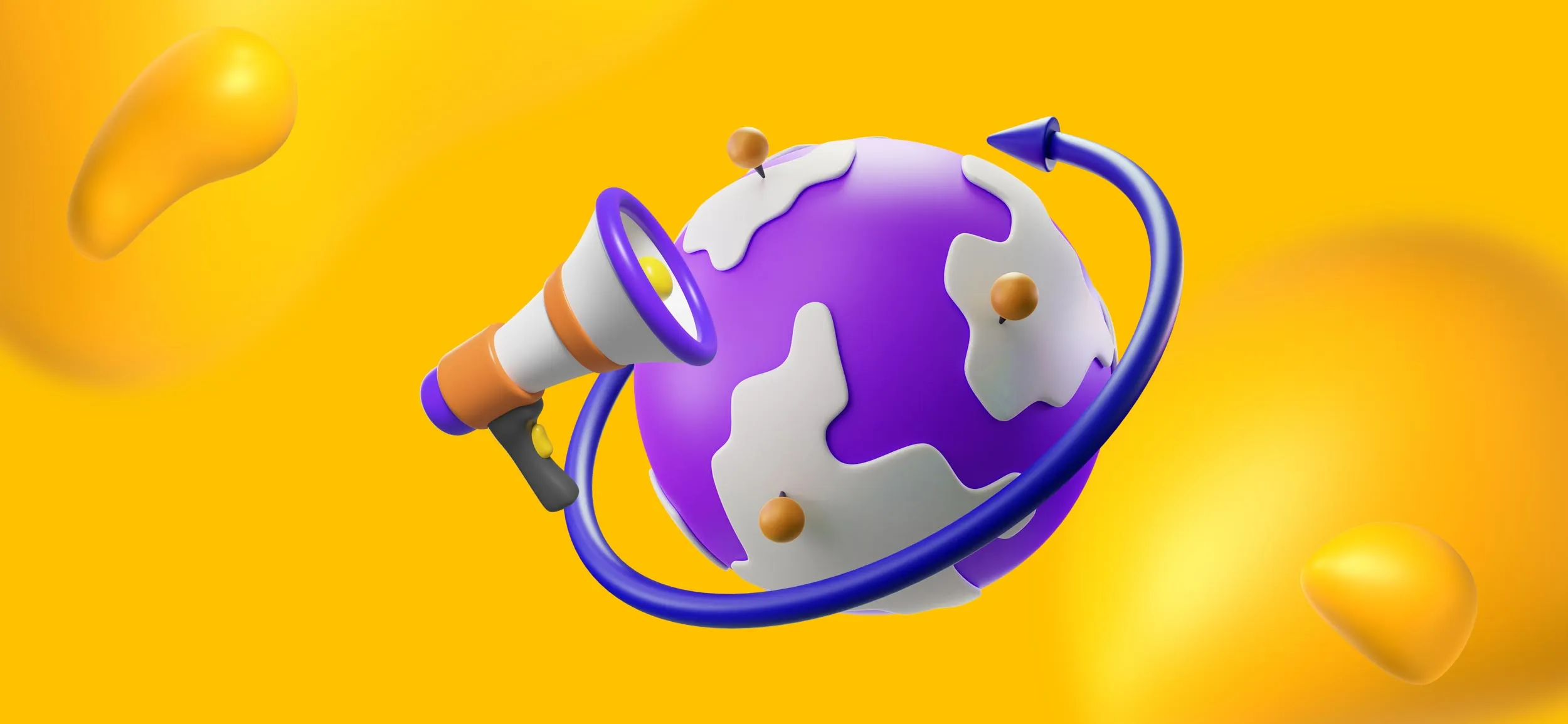 A megaphone and a rotating globe, for international marketing. Is your business ready?