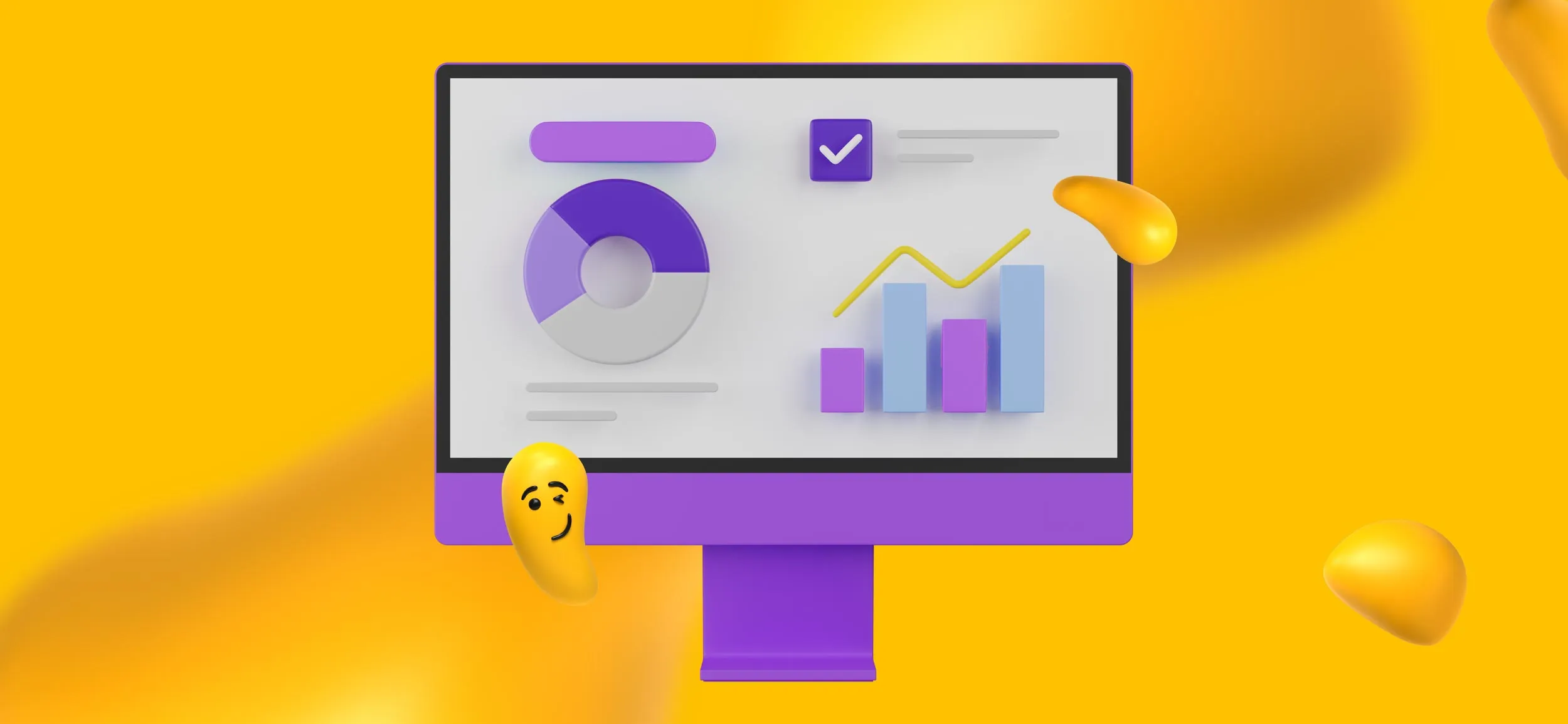 A computer monitor showing graphs and charts, for measuring your performance, a best practice for international marketing.