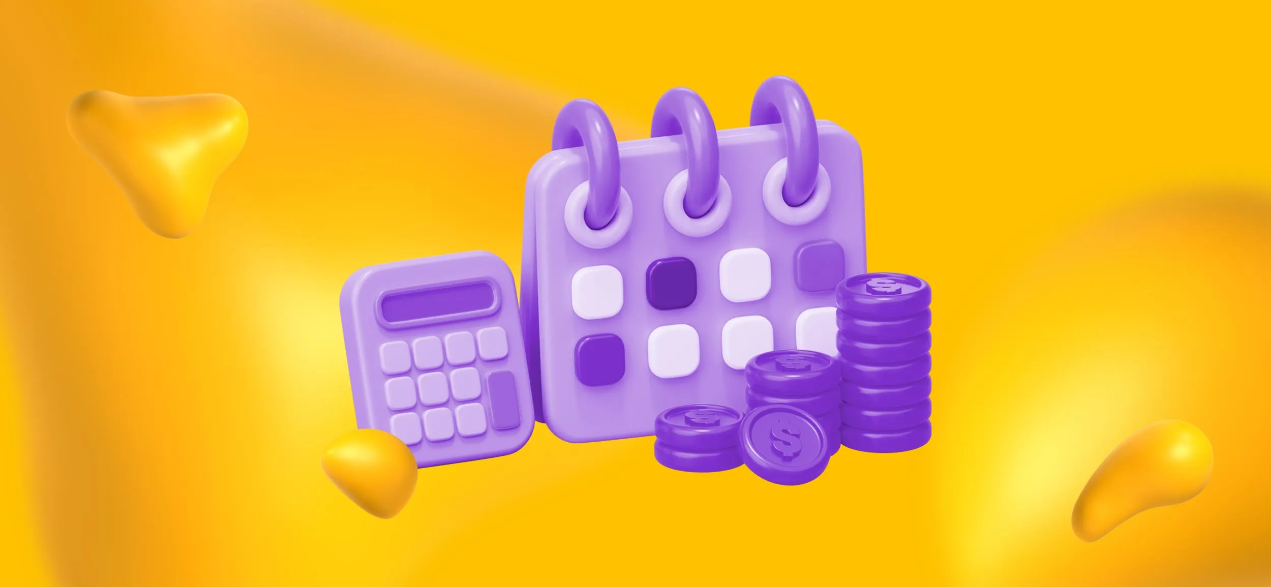 A calculator, calendar, and stack of coins, for transparent pricing and flexibility, something a good DaaS provider will offer.