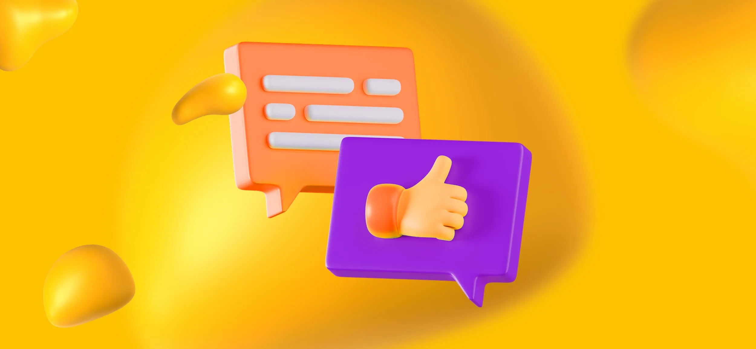 A review and a thumbs up icon, for "not gathering feedback," a thing to avoid in motion graphics design.