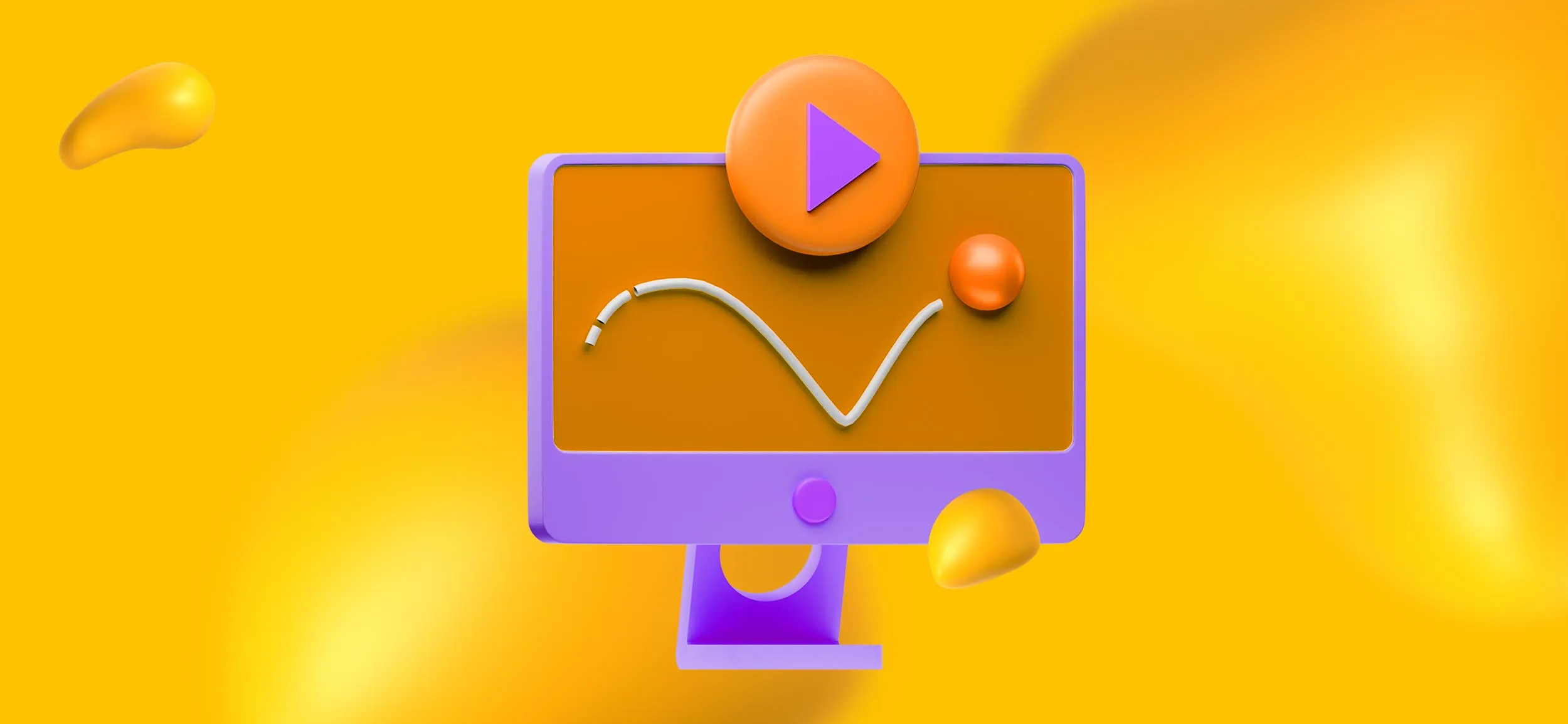 A 3D illustration of video software on a screen, for overcomplicating your design, something to avoid in motion graphics.
