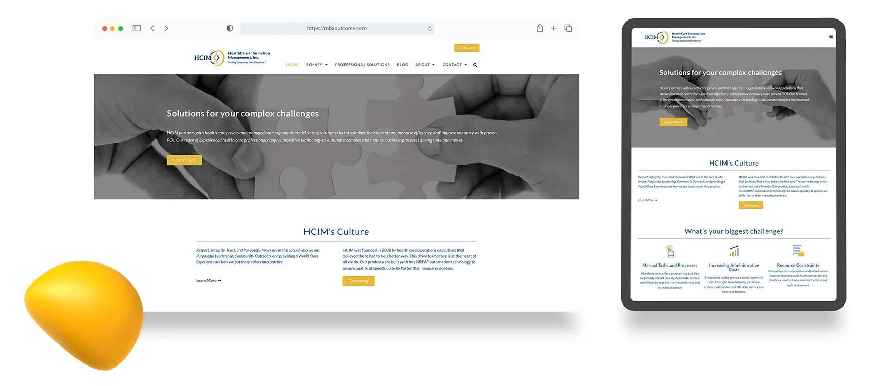 Web design for HCIM, a Designity case study feature.