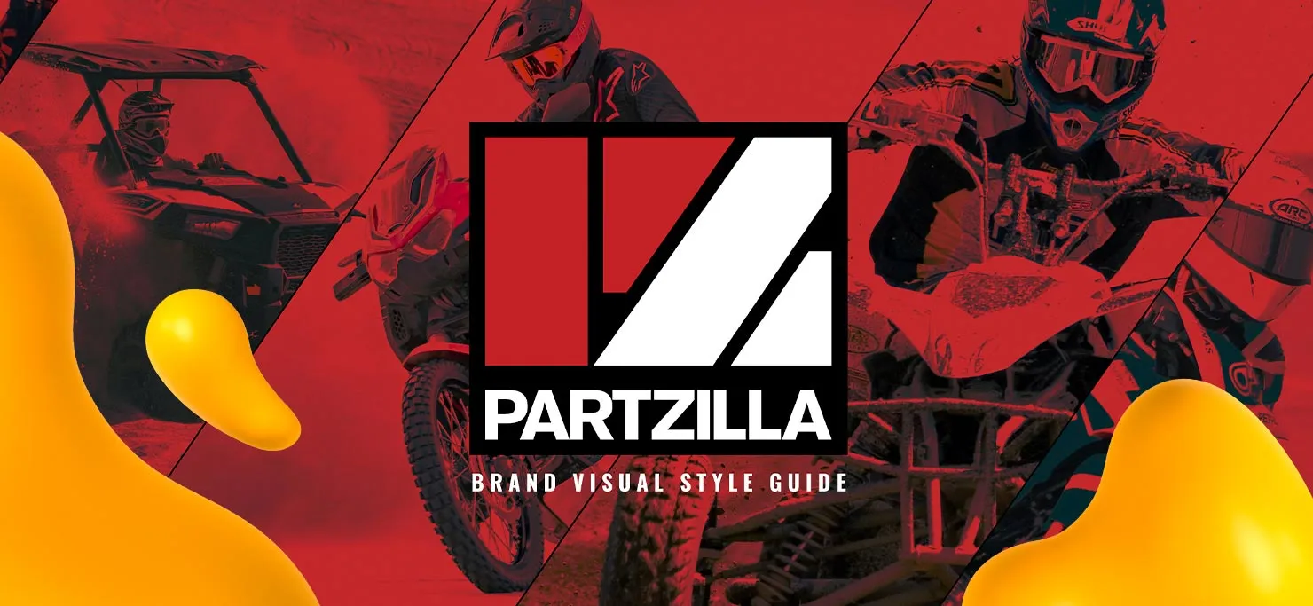 The cover of Partzilla's brand visual style guide, designed by Ashton.