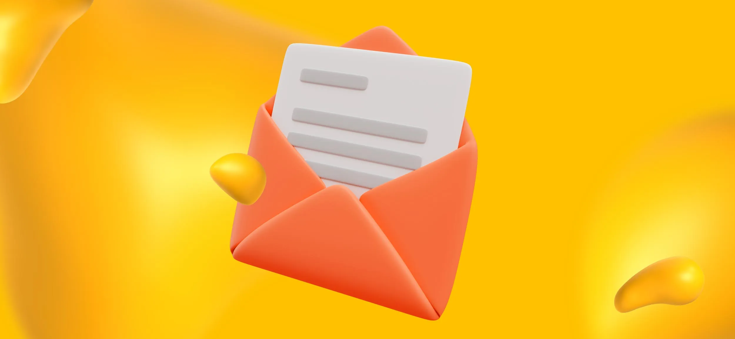 A 3D illustration of an envelope with a letter, for the benefits of restaurant email marketing.