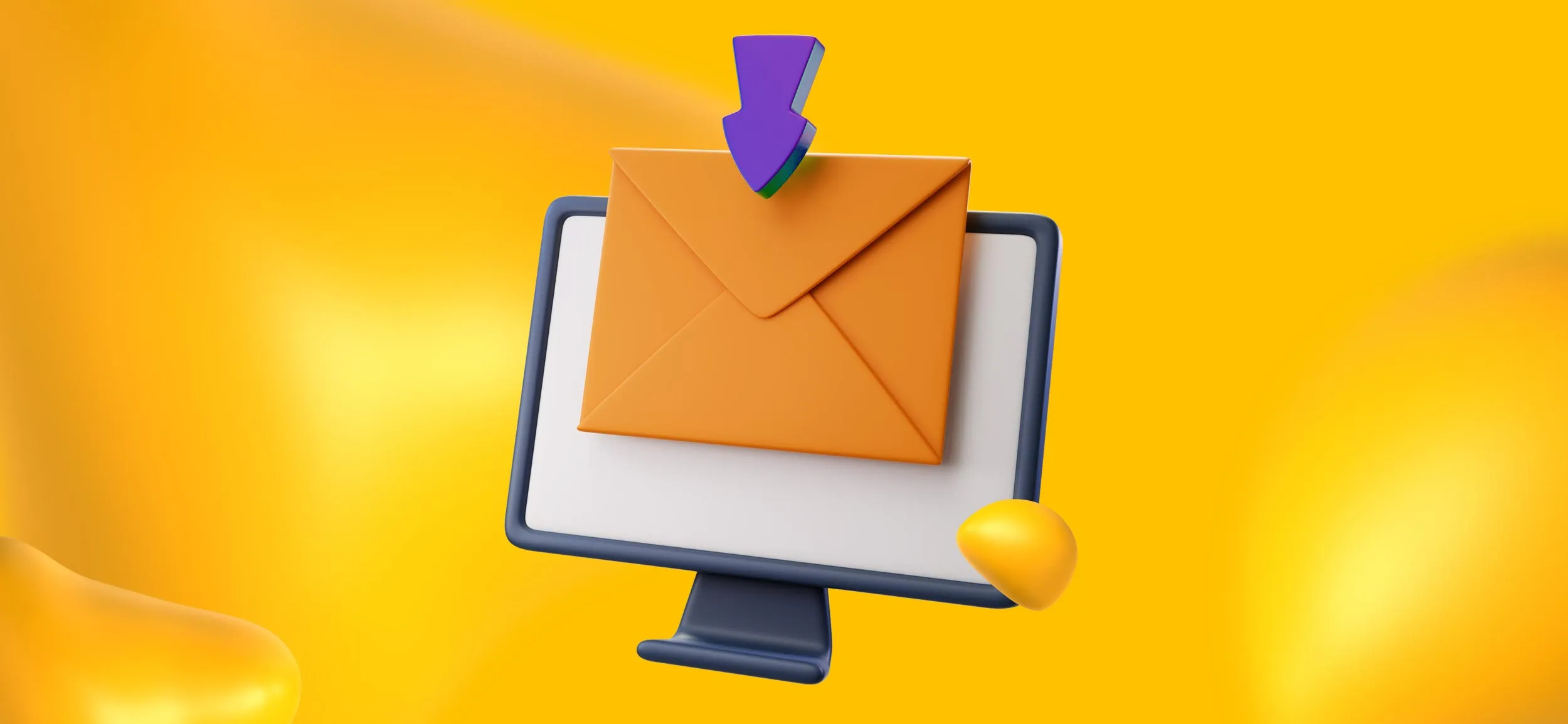 A computer screen with a letter floating in front of it, for email marketing, a hospitality marketing strategy.