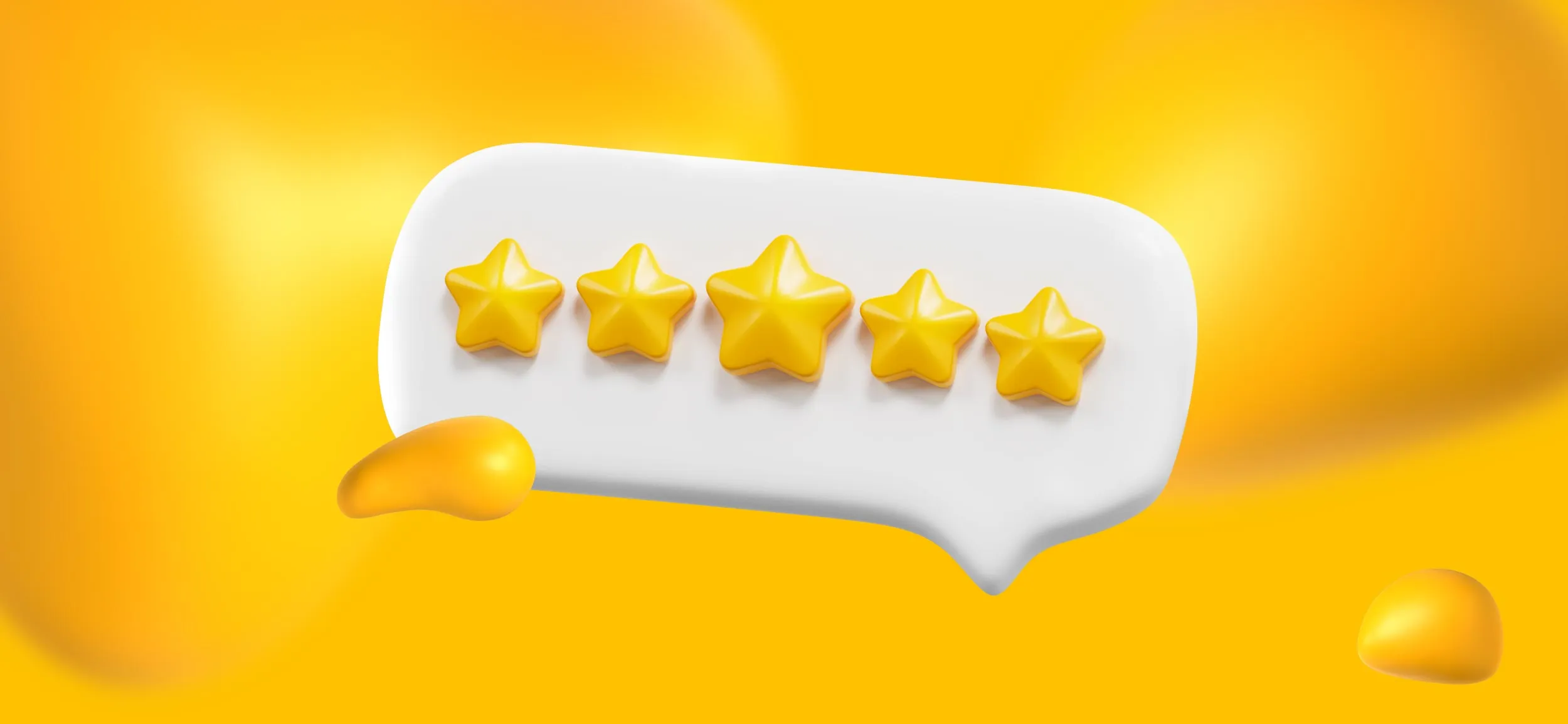 A caption bubble with 5 golden stars, for producing 5-star content as a part of a hospitality marketing campaign.