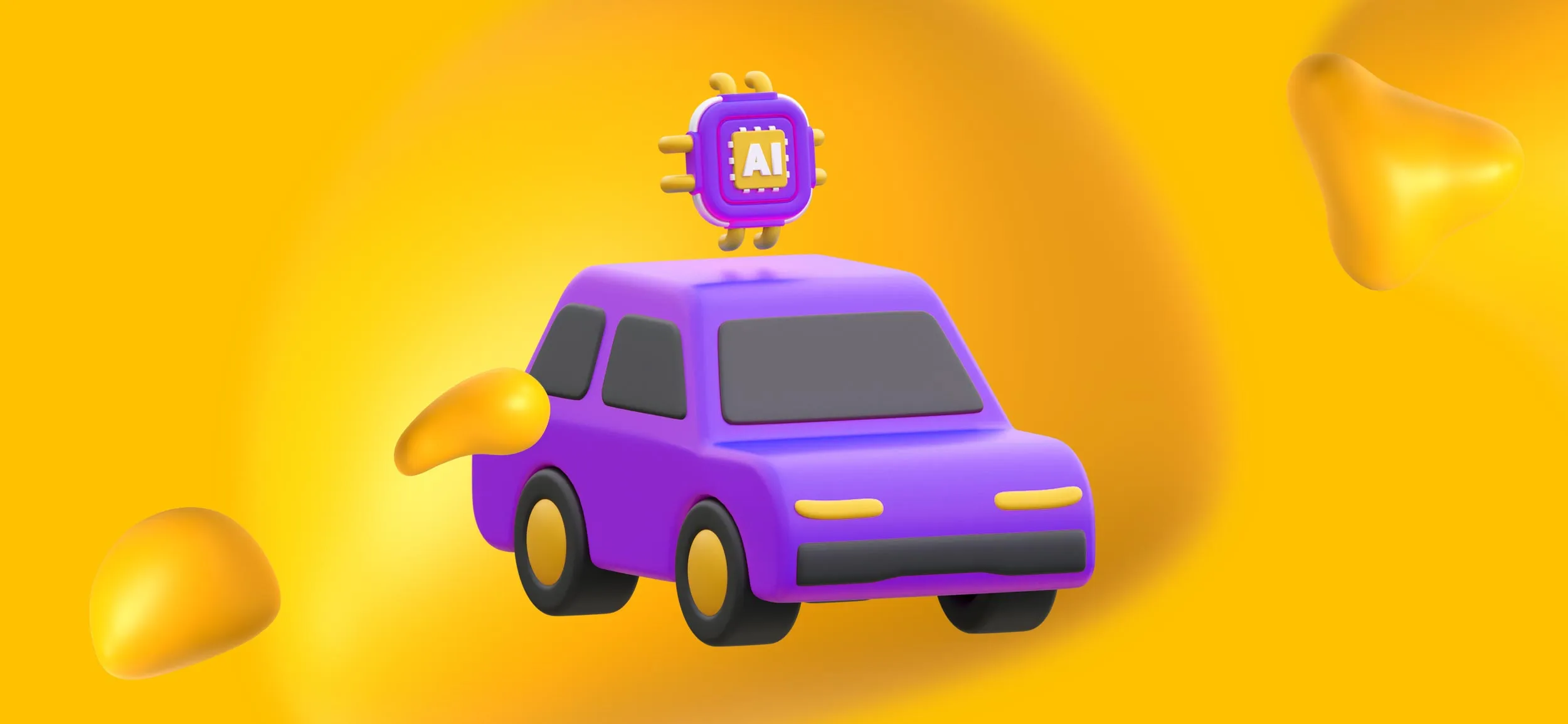A sweet purple car with an AI chip on its roof, for autonomous vehicles.