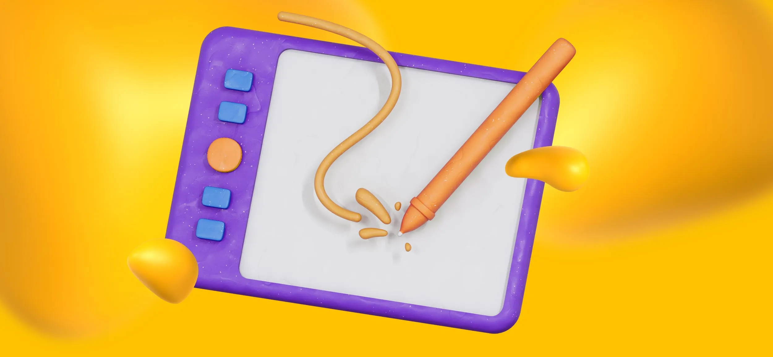 A stylus tracing lines on a drawing tablet, for custom illustration, a Designity graphic design service.