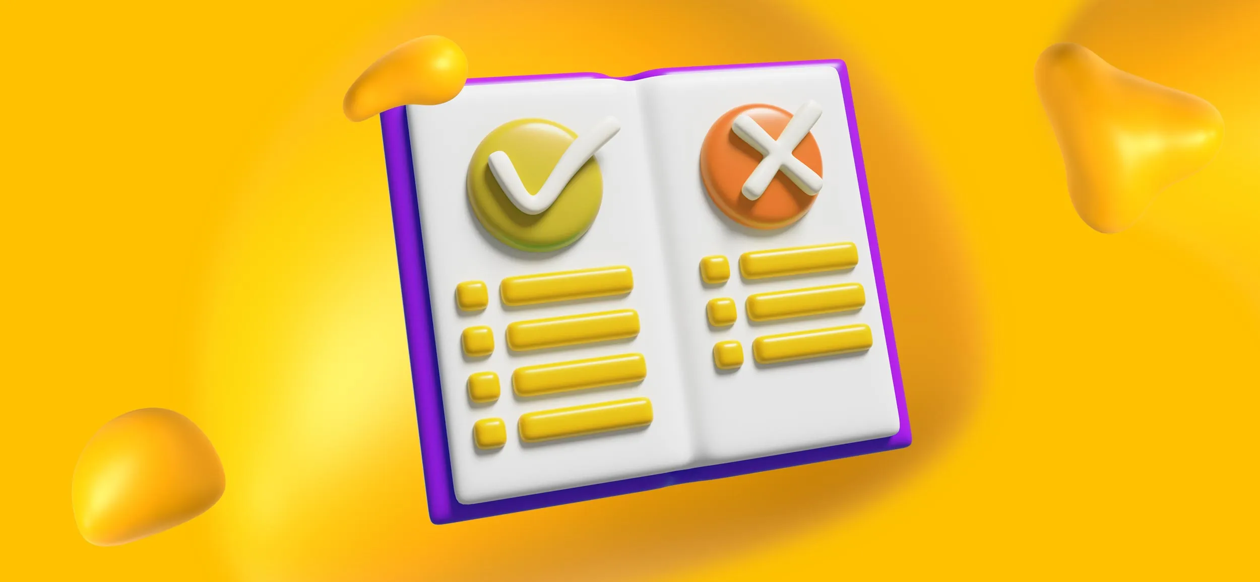 An open book with a Plus sign on one page and an X on the other, for the pros and cons of working for PeoplePerHour.