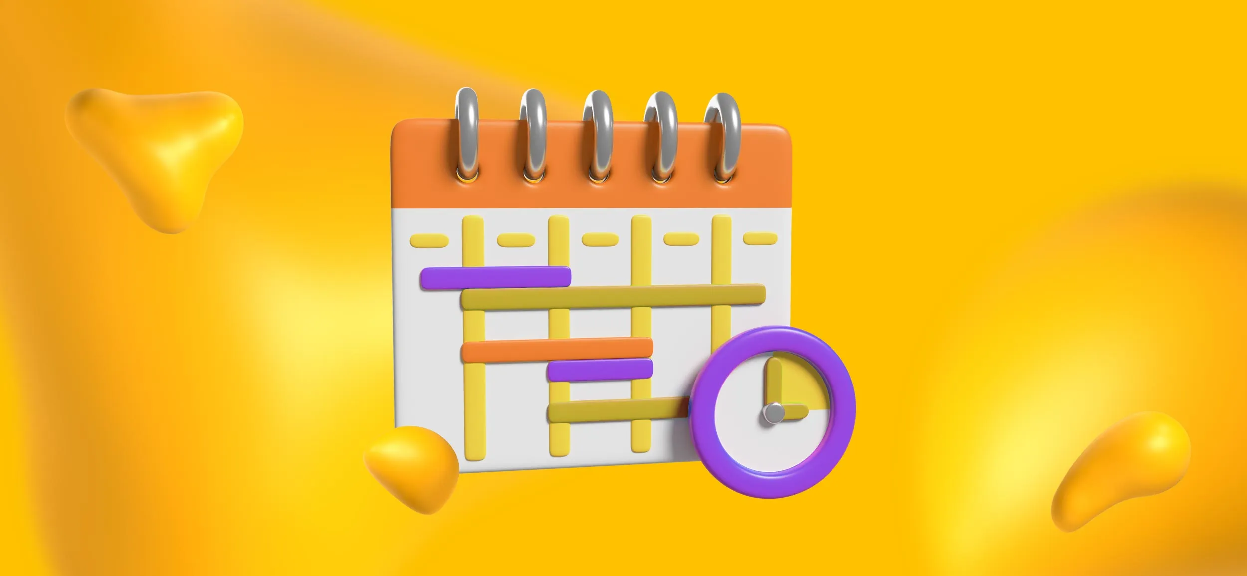 A calendar with a small clock in front of it, for online scheduling.