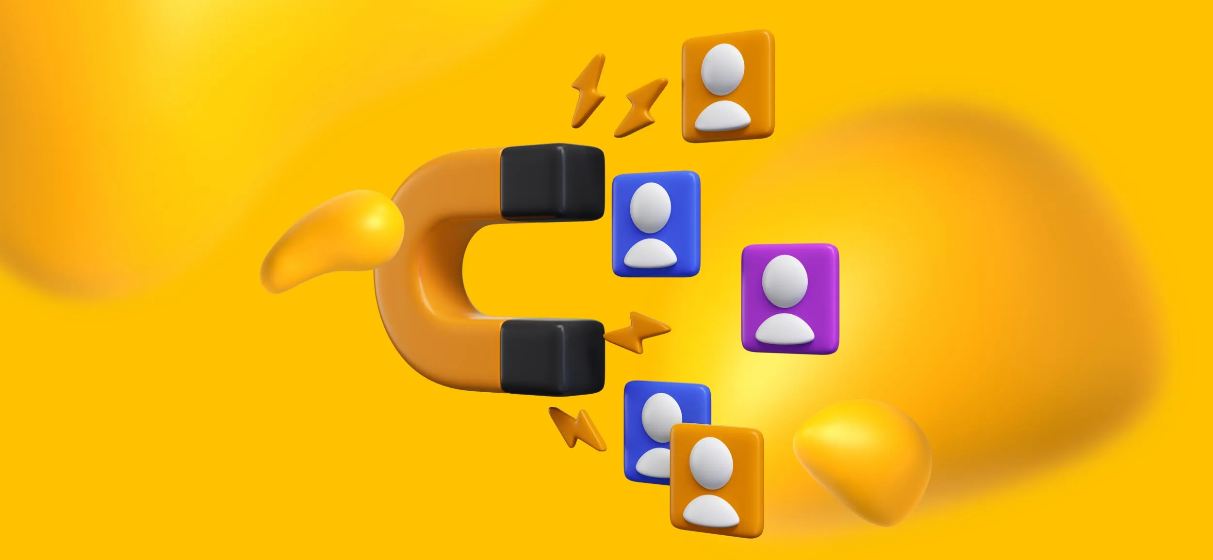 A magnet attracting user profile avatars, for collaborating with local influencers.