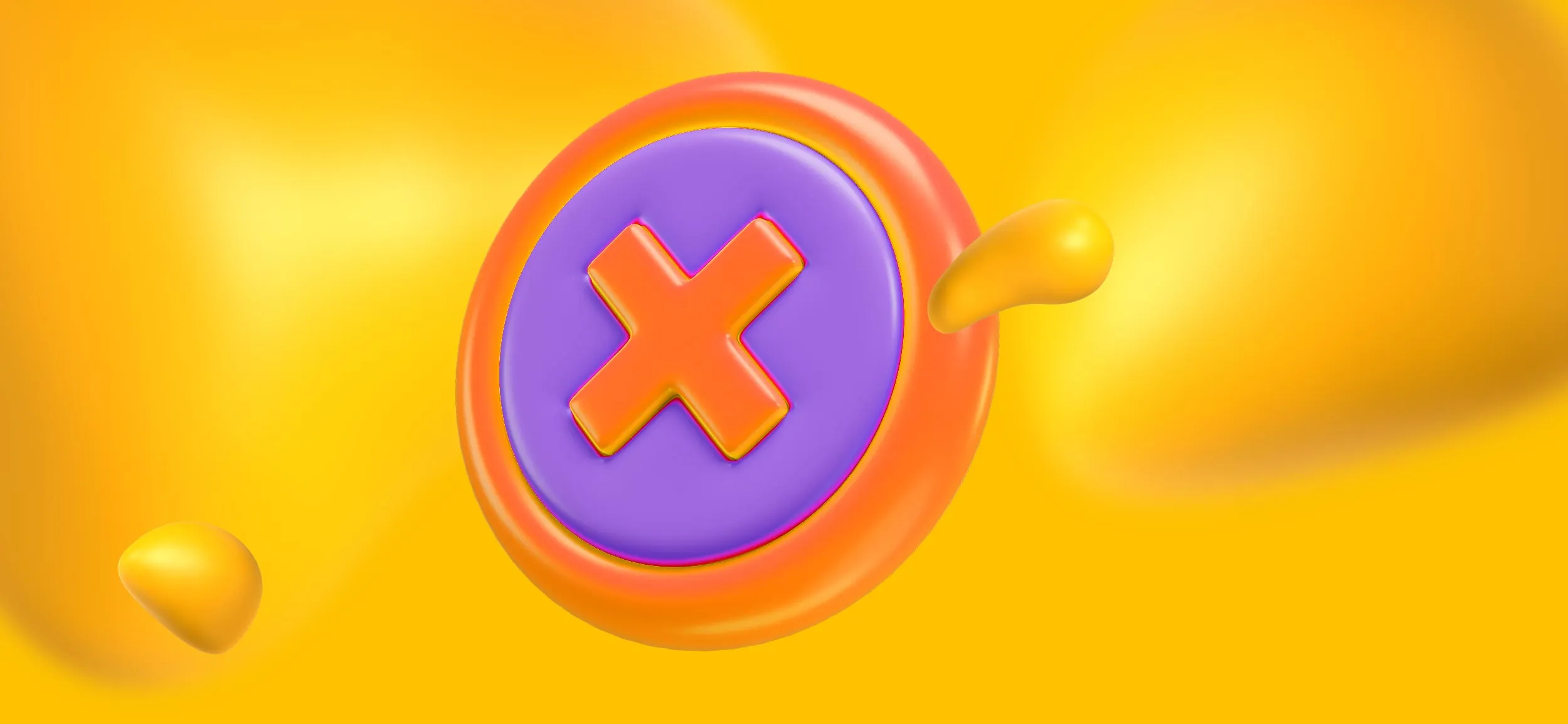 A button with an X, for marketing mistakes to avoid.