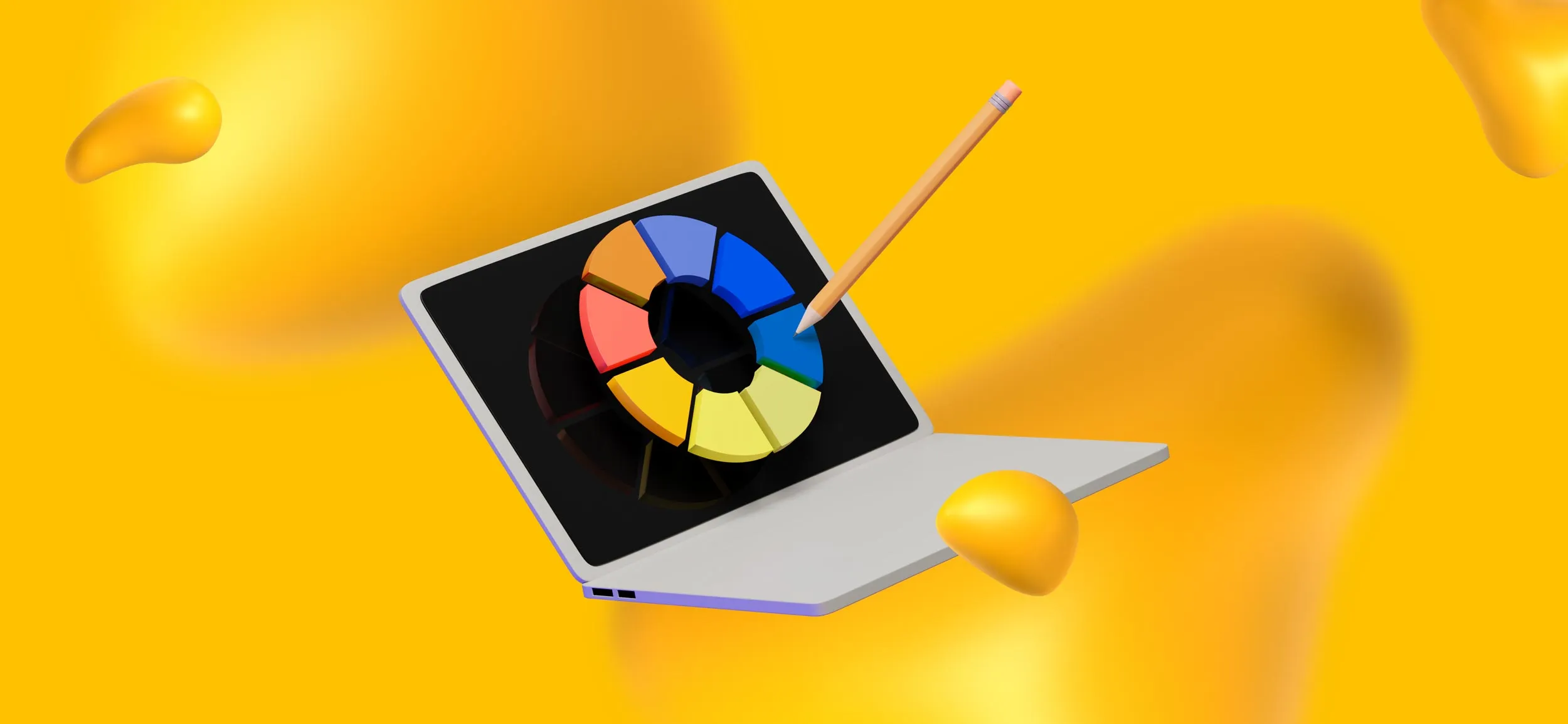 A laptop open to an image of a color wheel
