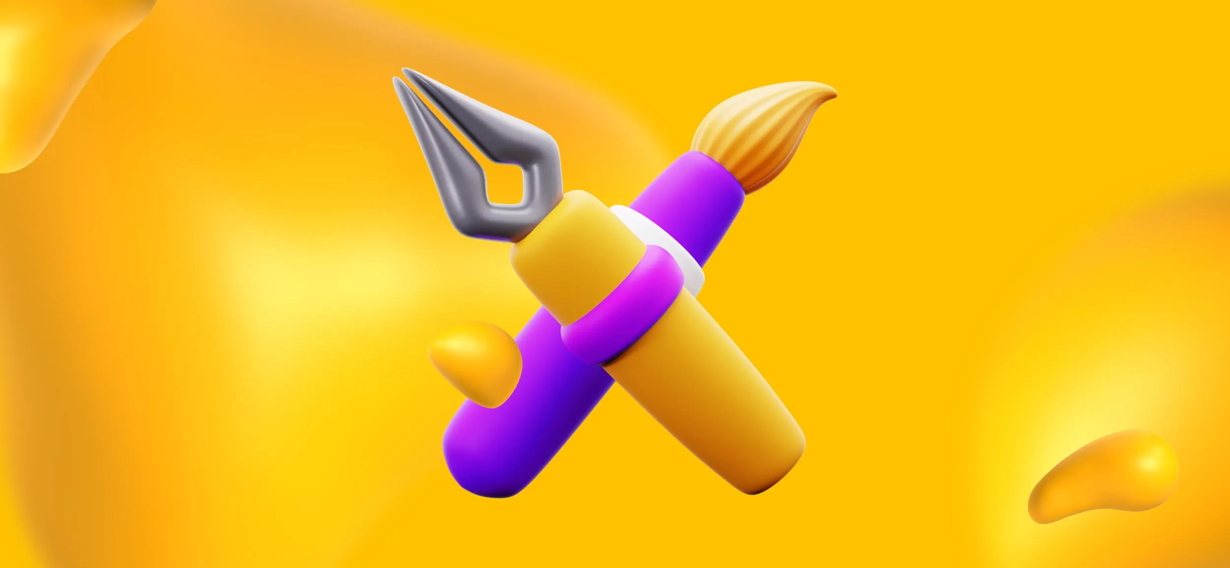 A pen and paintbrush crossed over each other, for top tools and resources.