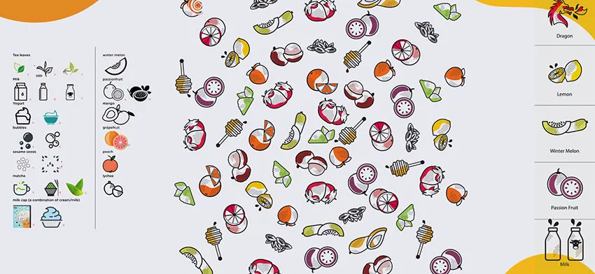 Custom icons created for Kung Fu Tea.