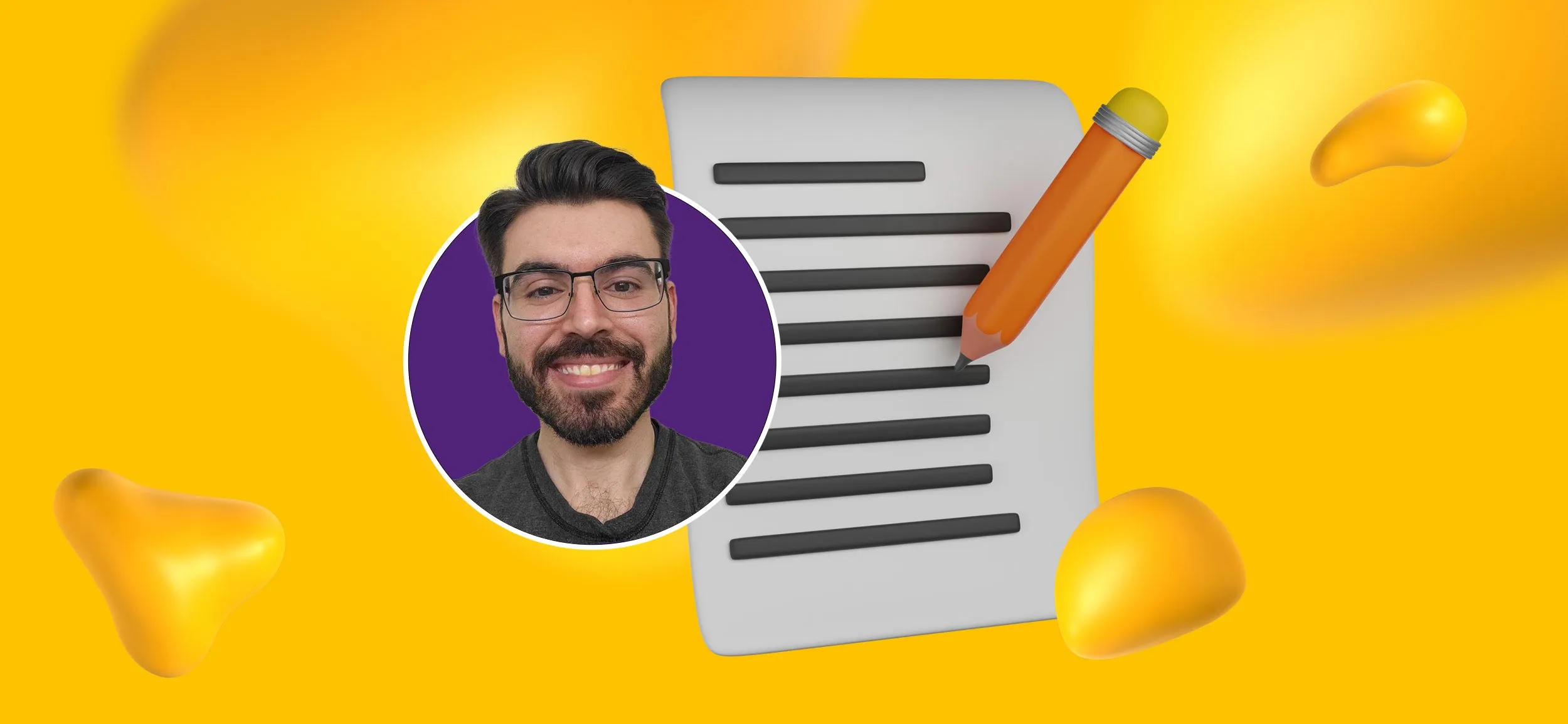 A headshot of Brent and a copywriting logo of a pencil and paper.