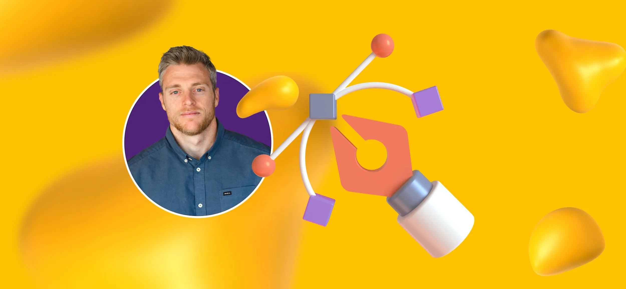 A headshot of Chris and a graphic design logo.