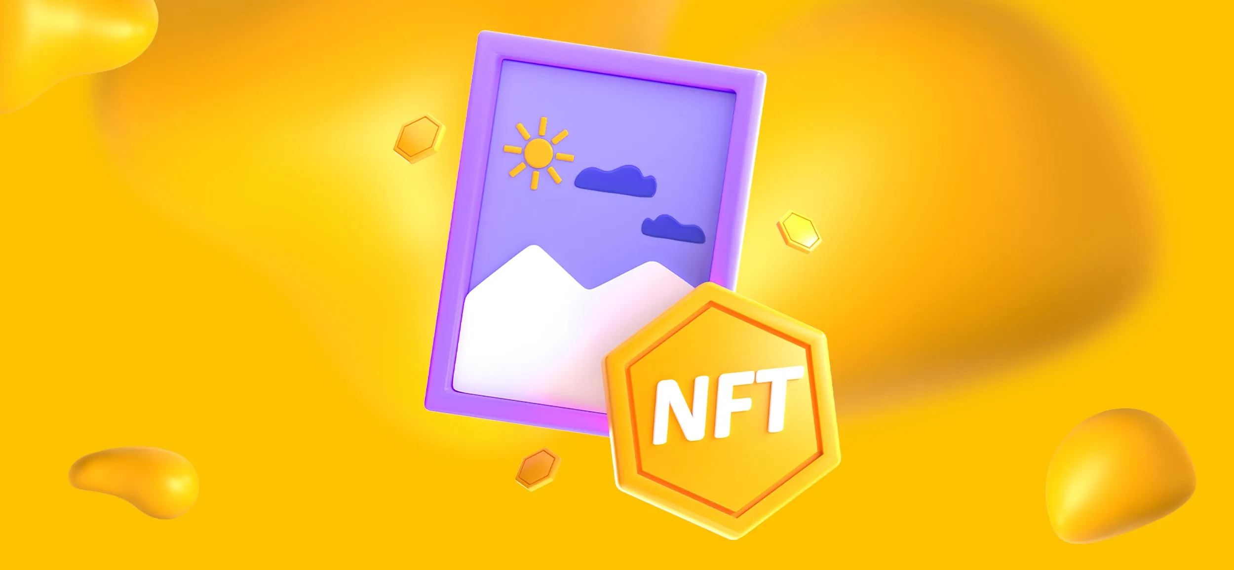 A 3D illustration of an NFT with an image, for creating branded NFTs, an NFT marketing tip.