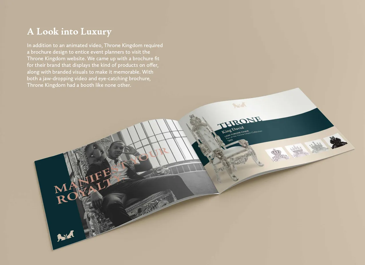 Throne Kingdom Marketing Collateral by Designity and look inside brochure design. 