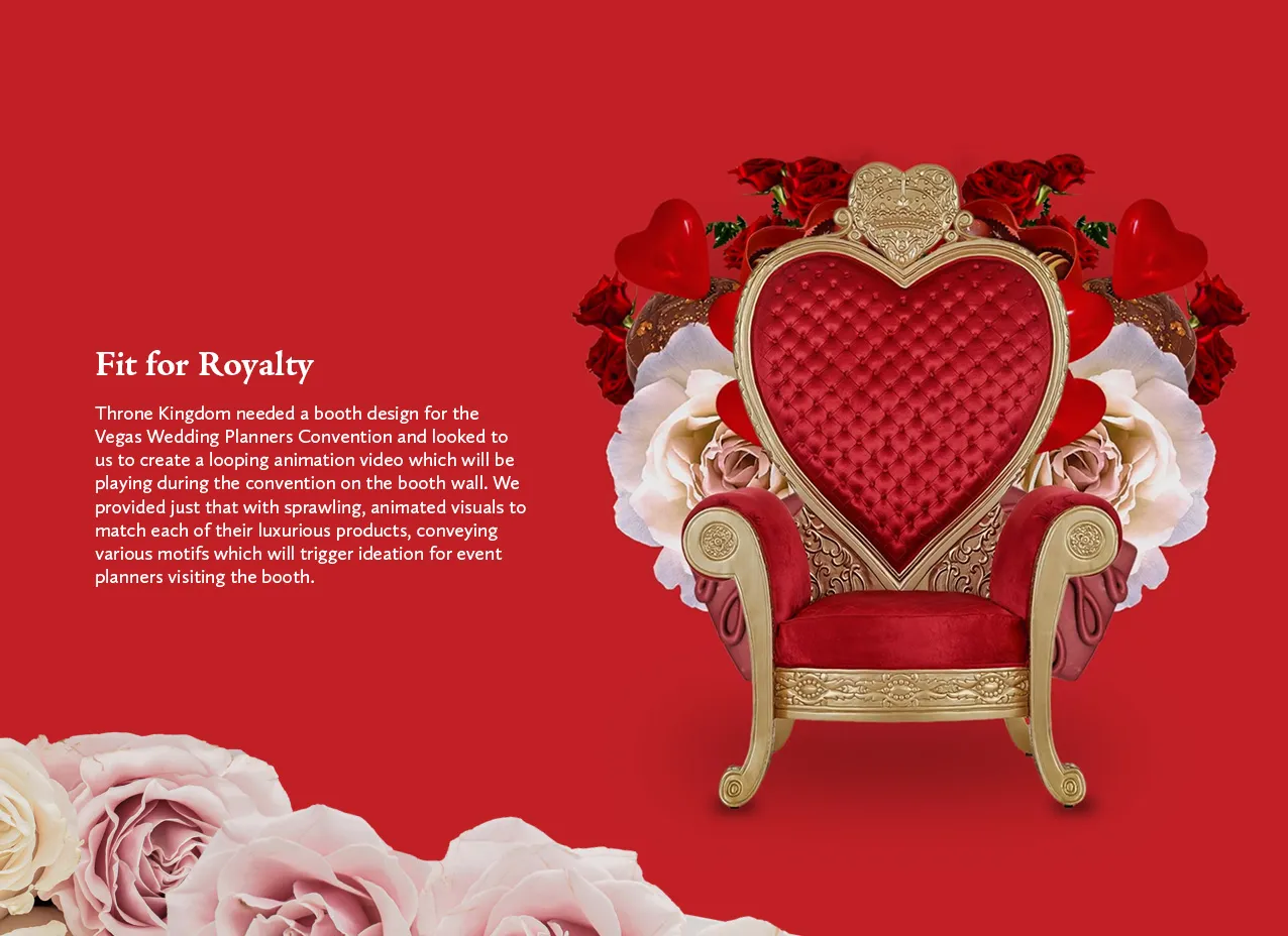Throne Kingdom Marketing Collateral by Designity with overiew of booth design. 
