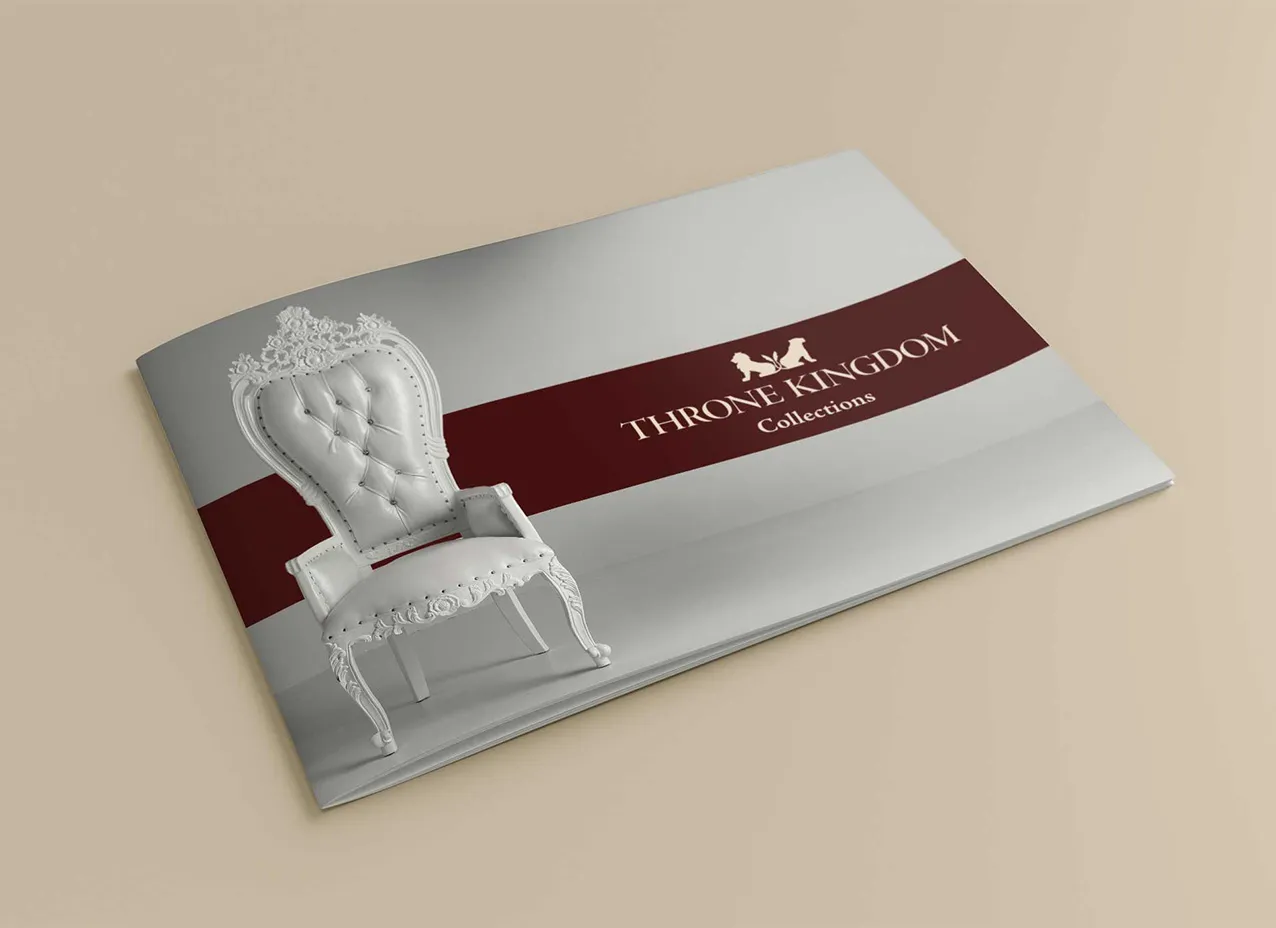 Throne Kingdom Marketing Collateral by Designity and view of brochure design cover.