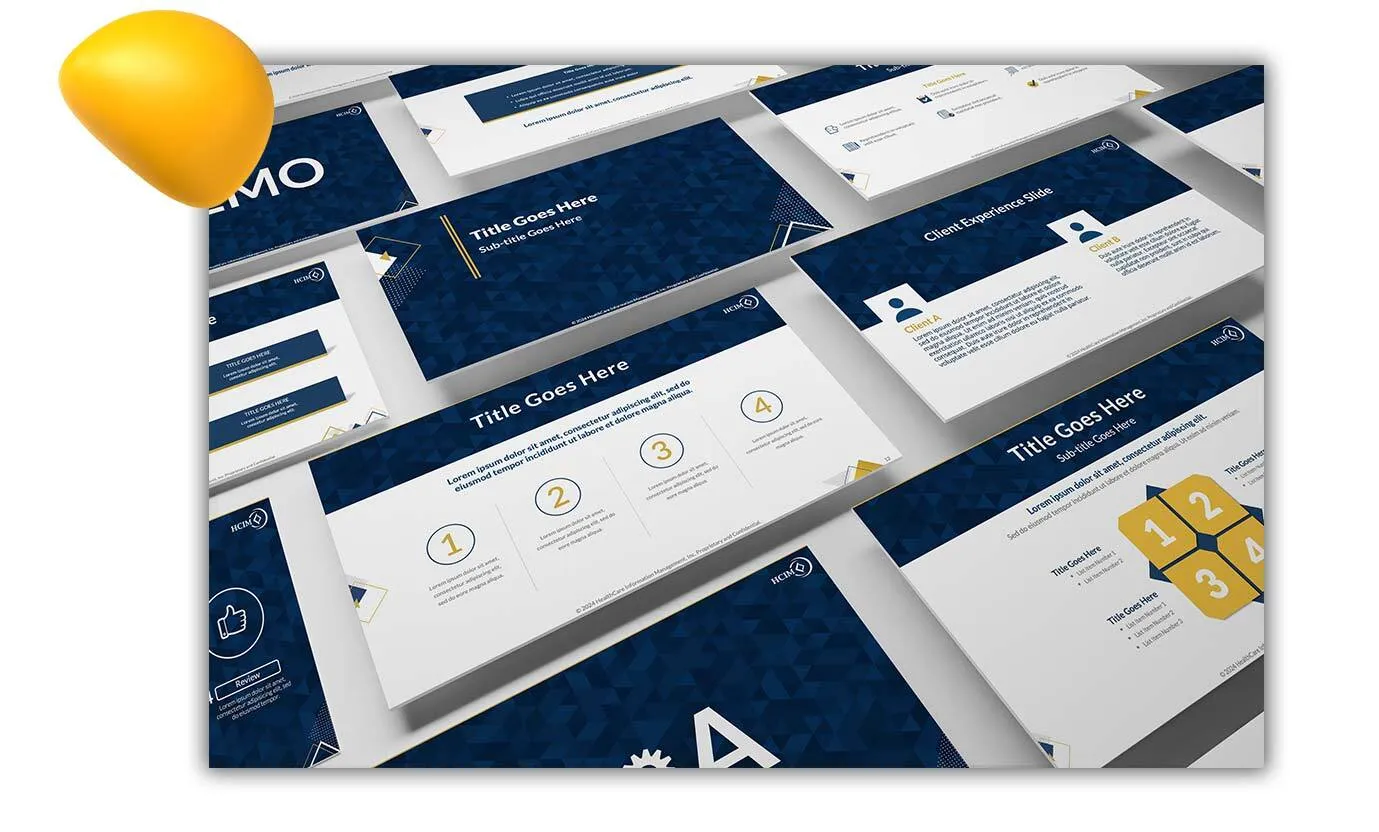 Slide deck design created for HCIM, a Designity client.