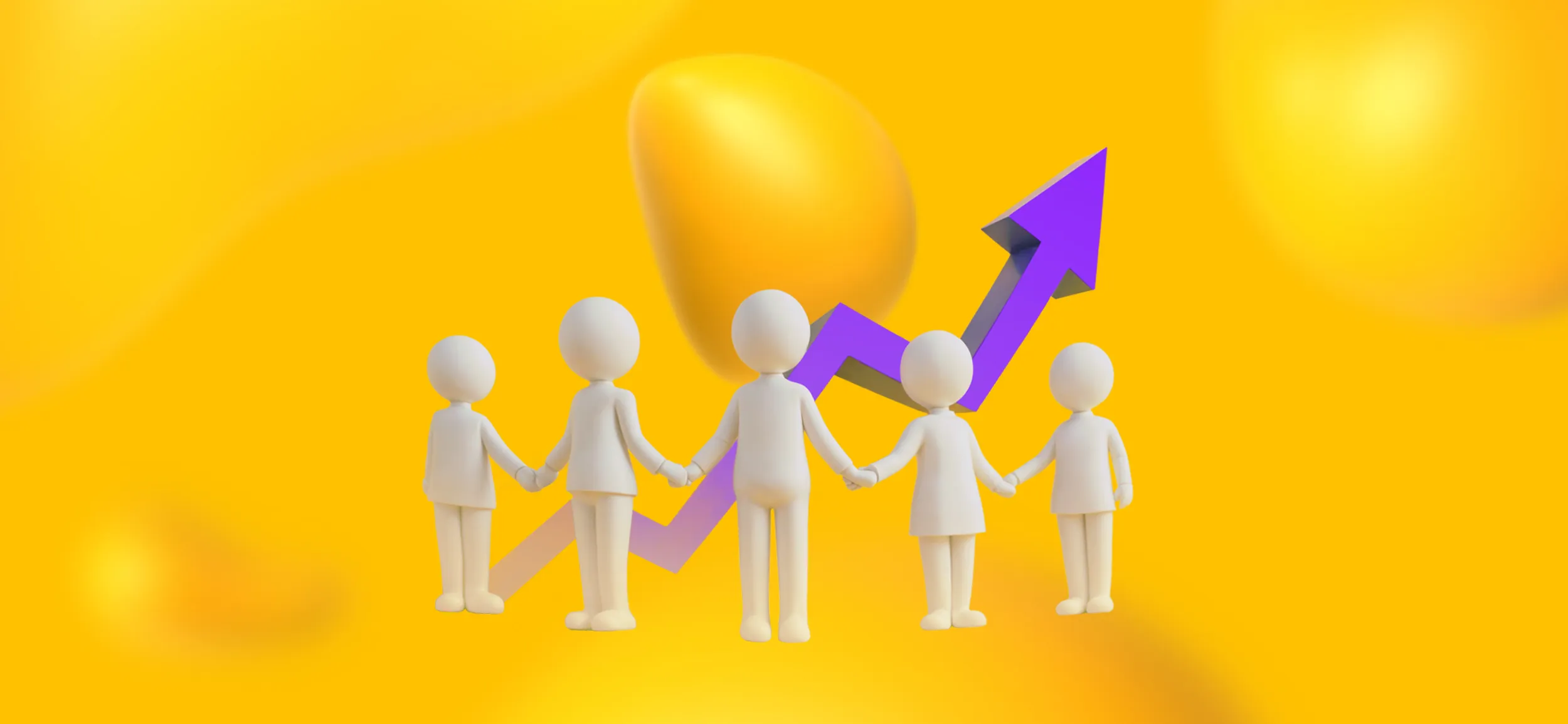 A group of people holding hands and watching an arrow trend upward. Designity's white label services help you scale your business.