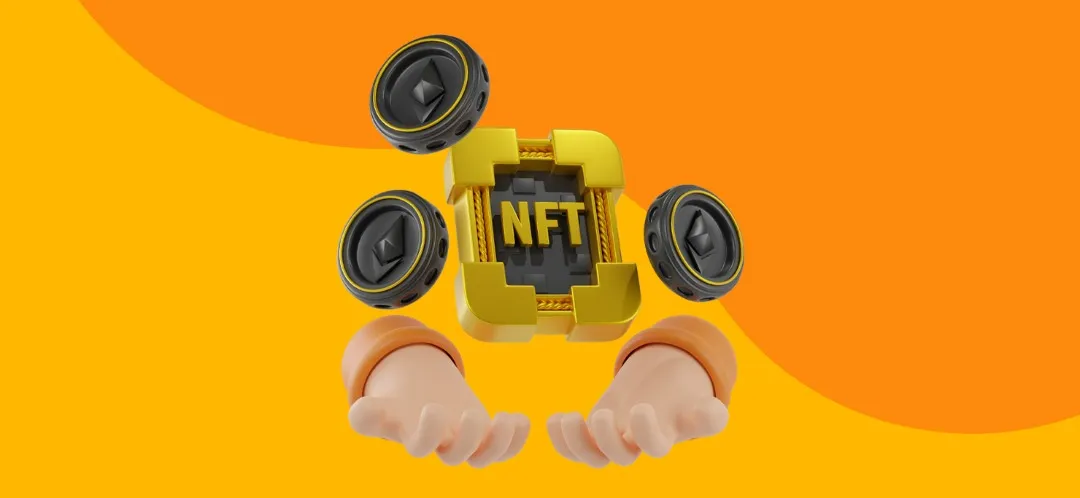 An NFT floating above a pair of hands.