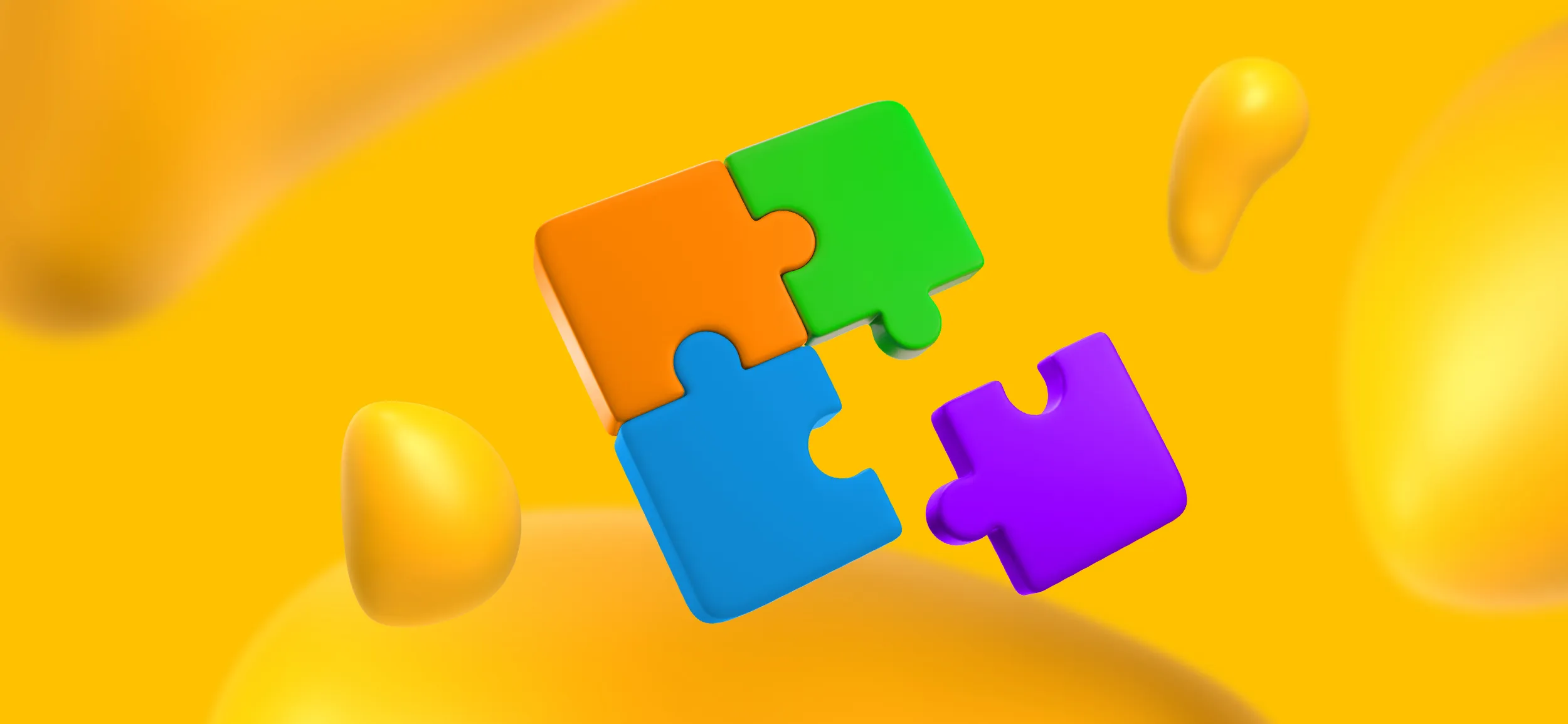 Three connected pieces of a jigsaw puzzle, with the 4th about to connect and complete. Positioning your brand as the solution is the last piece of the puzzle.