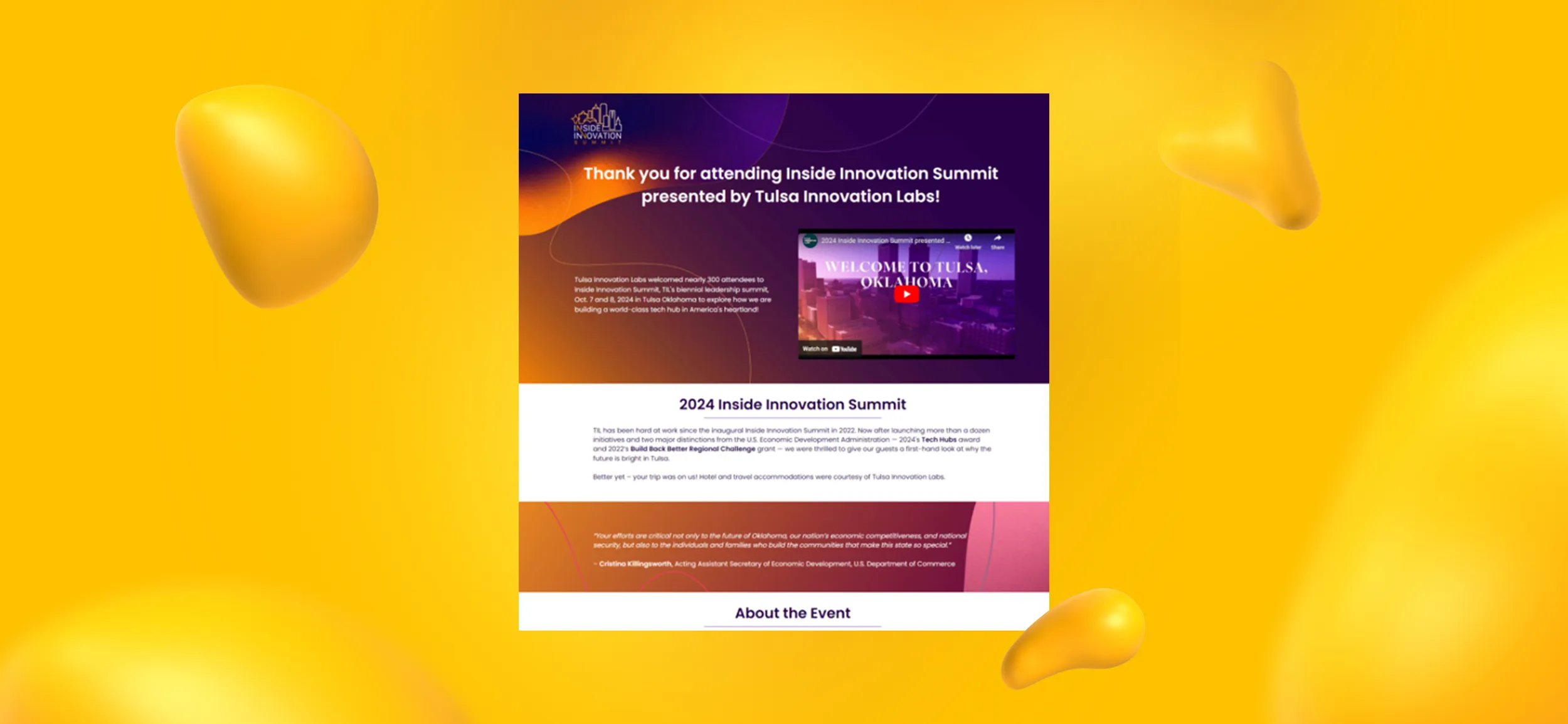 Landing page design for Tulsa Innovation Labs, one of Heather S' creative projects.