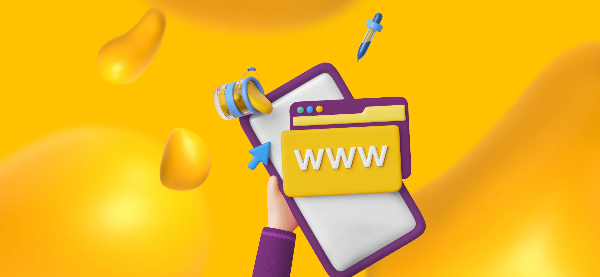 A hand holding a smartphone with a web address sticking out of its screen. Build a strong online presence for startup success.
