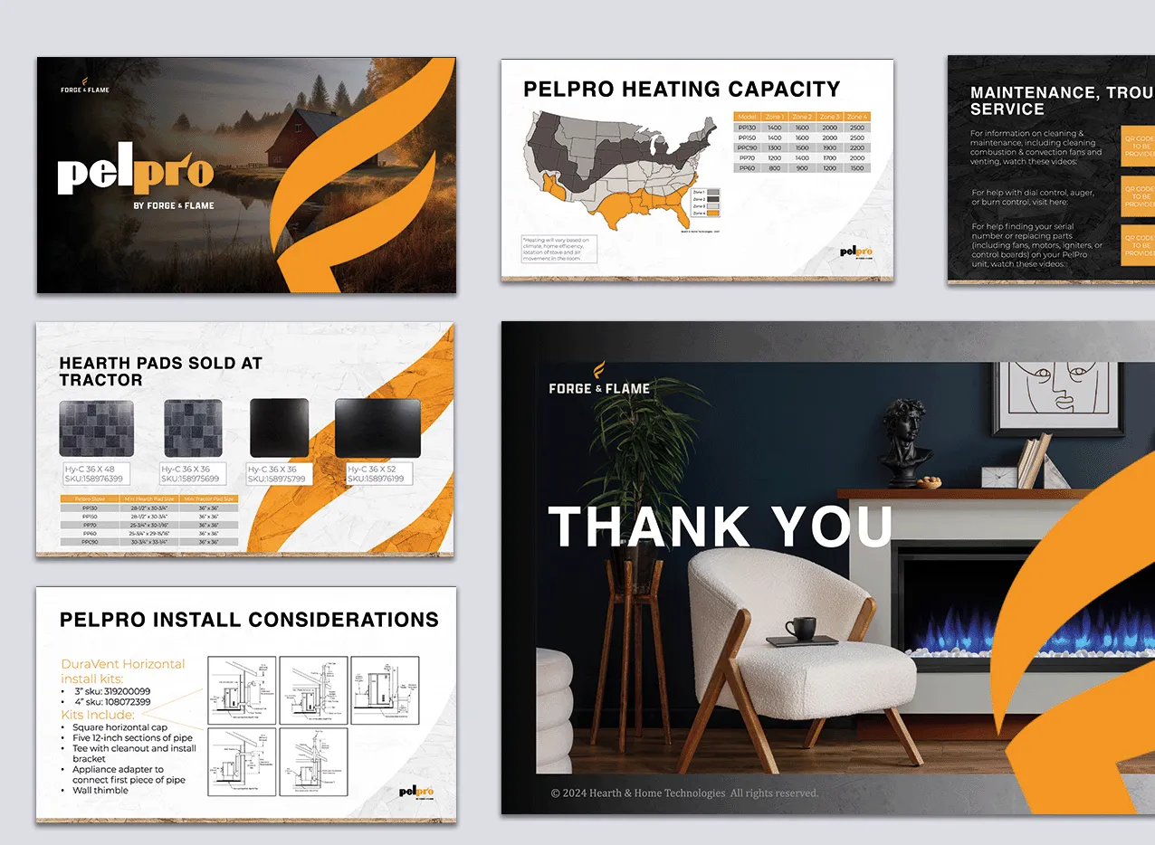 Forge & Flames Marketing Collateral by Designity with mockup of presentation decks