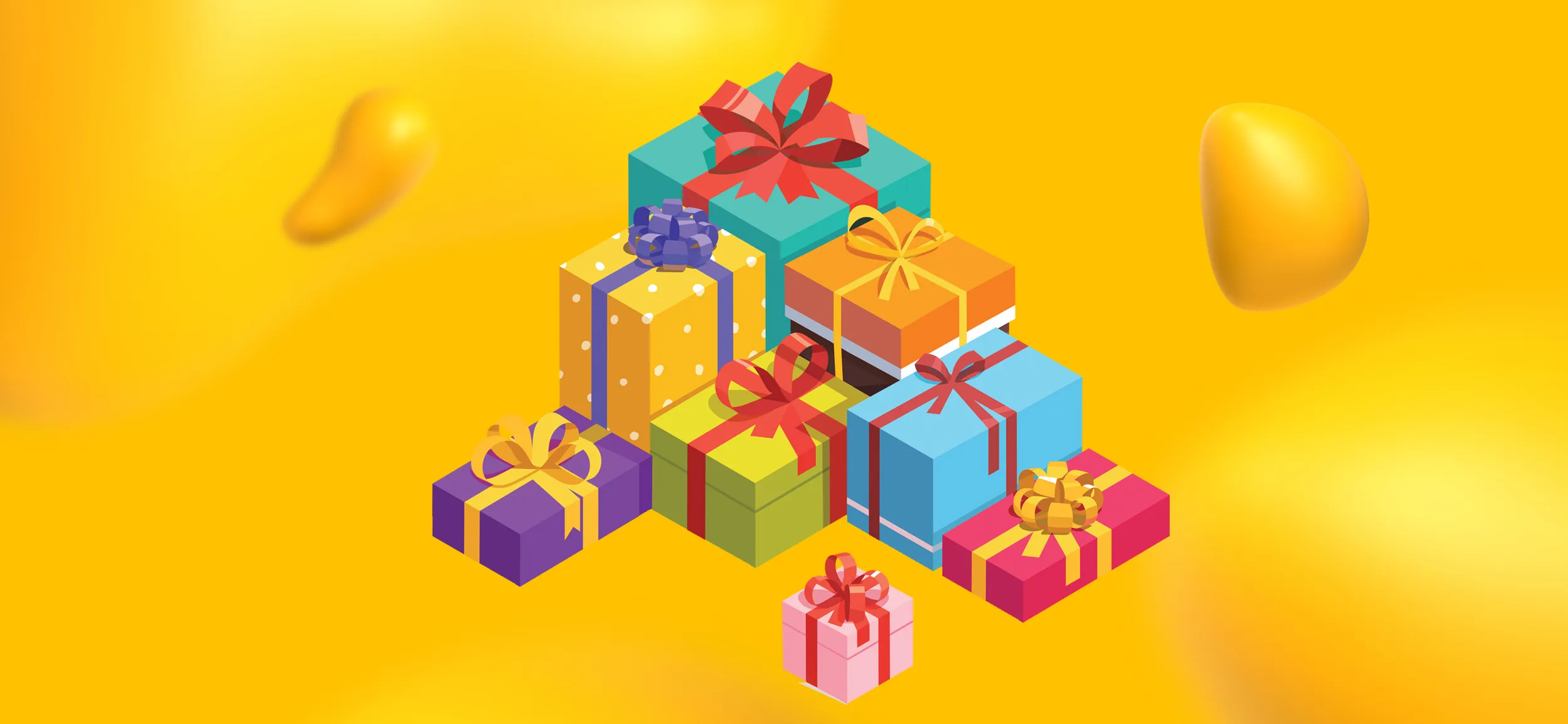 A stack of gift-wrapped presents. Holiday bundles and gift sets are great ways to market on Black Friday.