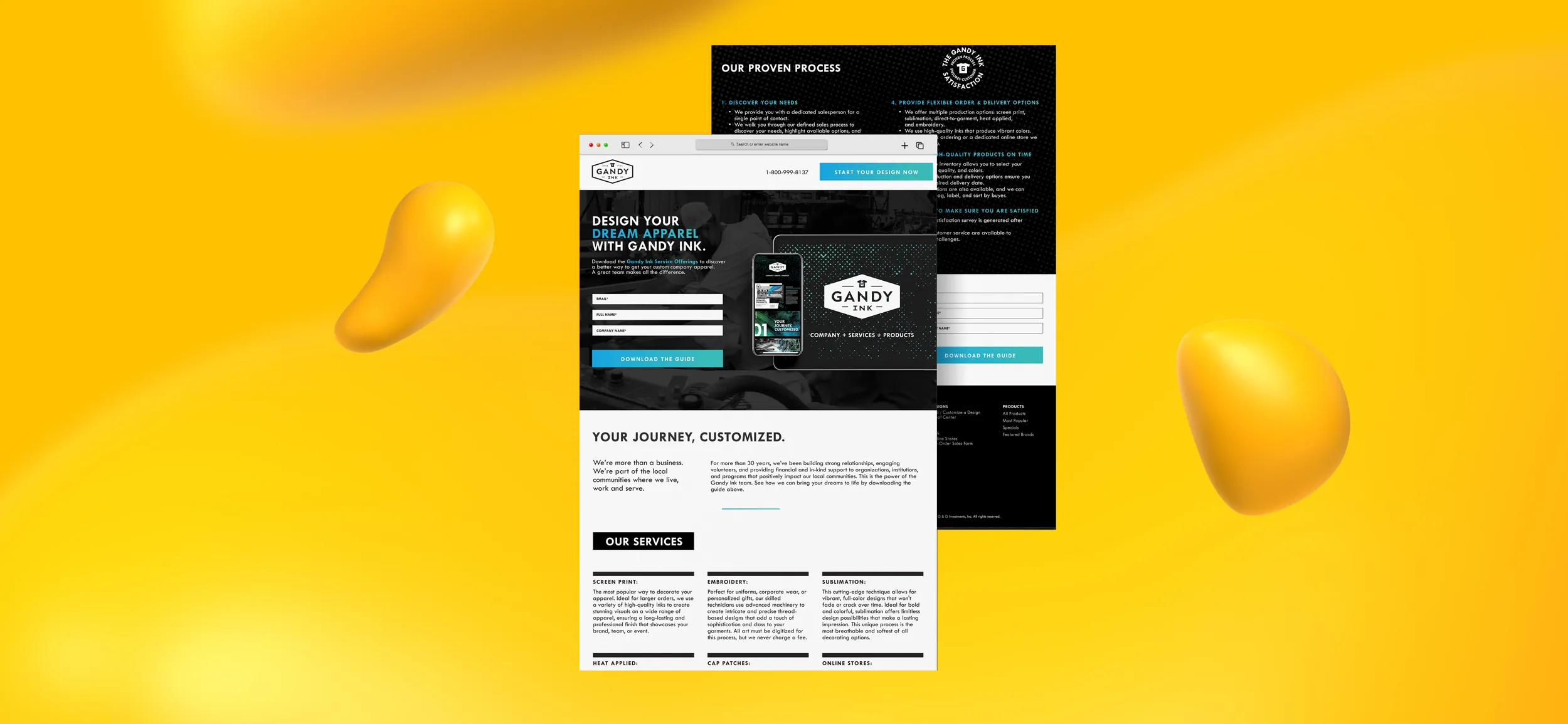 Web design project for Gandy Ink, one of Anthony's design and copywriting projects.